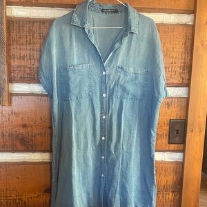 Casual Blue Button Down Denim shirt dress.